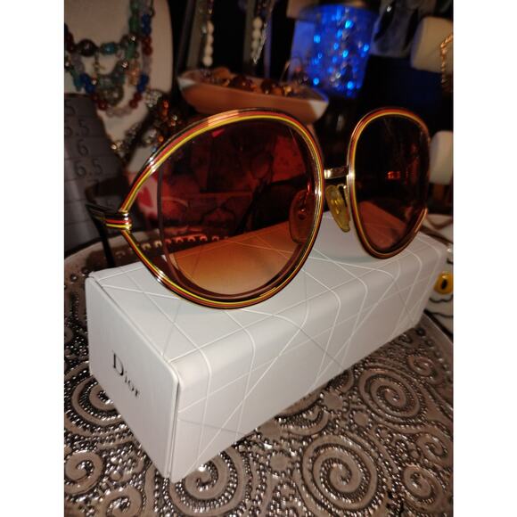 Vintage Christian Dior Oversize Round Sunglasses 2475 44 Made in Austria - Picture 1 of 10
